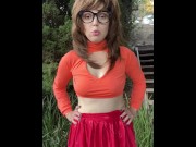 Preview 2 of Naughty Milf Velma Scoobydoo in Halloween Costume Get Fucked by a Mystery Dildo