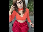 Preview 5 of Naughty Milf Velma Scoobydoo in Halloween Costume Get Fucked by a Mystery Dildo