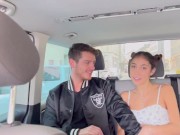 Preview 4 of COUPLE FUCKS TAXI DRIVER ON THE ROAD, THREESOME BOYBOYGIRL. Eva Generosi, Marcello Bravo & Angel_mik