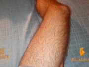 Preview 1 of Bi Solo Guy Flexing and Slapping his Thigh | Filling Condom with Cum