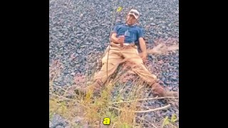 straight man on duty sends a hot video to his girlfriend in the bush