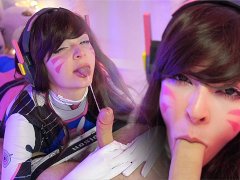 D.Va Tried To Nerf Her Stepbrother's Huge Dick With A Deepthroat But It Was Too Powerfull!