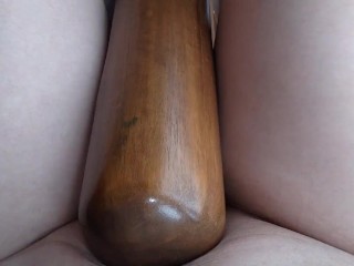 Shaved Pussy Rubbing against the Bed Post and Masturbating.