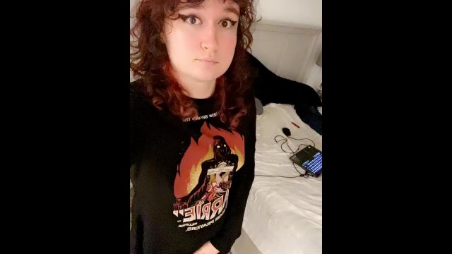 Cute trans girl with small tits plays around and cums all over herself