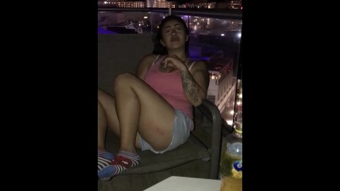 Showing my pussy on balcony in Mexico