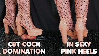 Sexy Pink Stiletto CBT - Trampolim, Bootjob, Ballbusting