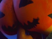 Preview 6 of Fucking my Halloween ass with dildo until I cum all over my face