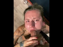 Slut got used after bar... Deep throat while belt choking