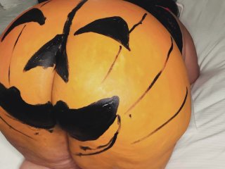 latina, pumpkin, halloween, body paint