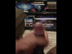 Jacking off the shining dick with oil