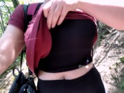 Preview 2 of bouncing my boobs in the forest... hoping to get caught