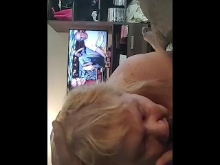 mature, blowjob, old lady, blonde