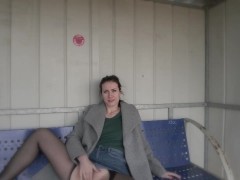 at the train station