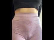 Preview 5 of LATINA TEASE! Latina teen teases camel toe in tight gym pants