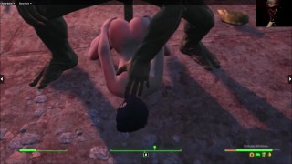 Девушка из хранилища наклоняется для огромного горячего члена монстра Dodstyle |Fallout 4 Анимация Секс Мод