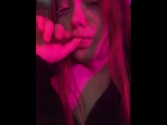 lovingly sucks your finger and wants you to cum in her mouth