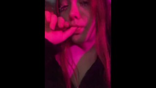 lovingly sucks your finger and wants you to cum in her mouth