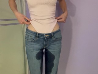 Gozando Fazendo Xixi Na Minha Calça Jeans e Collant