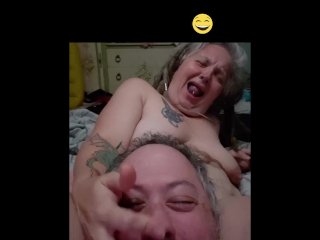 comedy, squirting orgasm, tattoo, gray hair