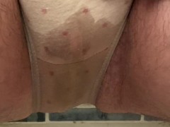 Peeing my pink panties in the shower - SEE THRU my wet panties
