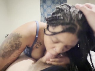 Black Teen Slut Girlfriend Loves to Suck White Cock