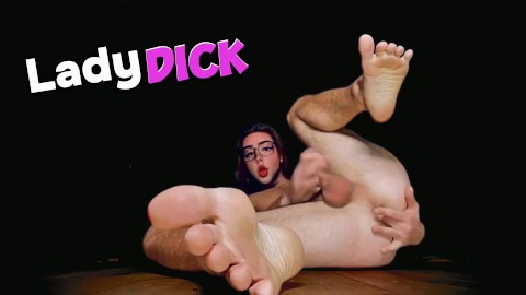 LadyDick Shemale finger in ass, big dick, feet