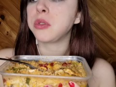 asmr mukbang feederism riz poulet poivrons