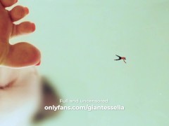 Giantess Step Sister jerks off shrunken Step bro under her feet