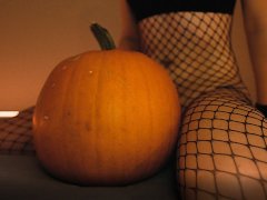 Halloween Special - Trans girl puts a pump in a pumpkin like a good slut