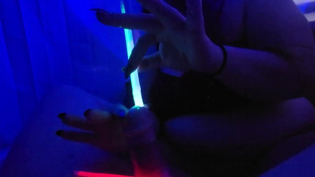 Watch Bondage Video:Halloween! ? She made me cum with a glow stick in my dick!!!