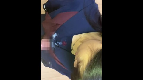 Japanese School Uniform Female Student Gets a Hand Job and Copious Semen Bukkake