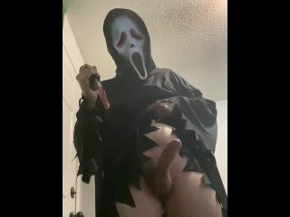 vertical video, masturbation, amateur, ghostface