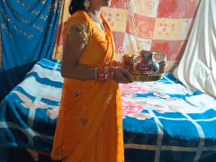 Karwa chauth special day celebrated Indian cauple honeymoon at home