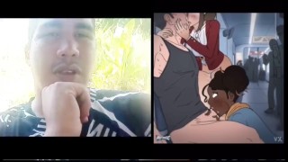 2 very horny girls fuck a boy with a big cock on the hentai train (Reaction)