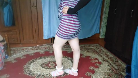 HOT FEMBOY BIG BUTT COLLEGE TEEN GIRLY DRESSED CUTE MODEL CROSSDRESSER KITTY AT HOME TRYING DRESSED