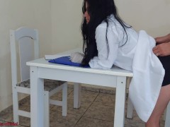 doctor jennyfer solves erection problem during exam!