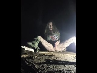 vertical video, smoking fetish, public, in the woods