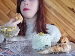 asmr mukbang feederism poulet olives riz