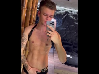 Horny Tattooed Twink Michael Moore Playing and Flexing his Body