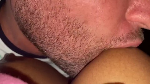 Sucking my NIPPLES as he fingers me