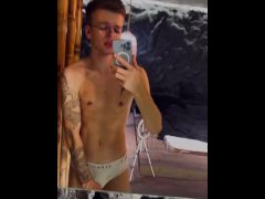 Gay tattooed twink Michael Moore showing off his body and playing with it