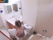 Preview 1 of Masturbating stepmom in the bathroom invites stepson in for sex