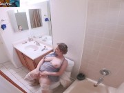 Preview 2 of Masturbating stepmom in the bathroom invites stepson in for sex