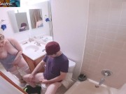 Preview 4 of Masturbating stepmom in the bathroom invites stepson in for sex