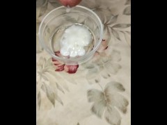 Playing With Cock And Cum In Glass Bowl