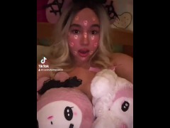 My boobs are too big for TikTok so I had to use my melody plushies to cover up my big massive boobs