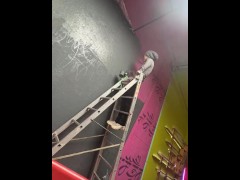 Tattooed Girl get fucked and facial while painting a wall