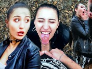 Outdoor Blowjob and Facefuck with a Massive Facial for Ponytail Brunette in Leather Suite mary shum 