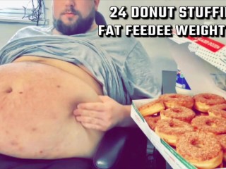 24 Krispy Kreme Belly Stuffing! Feedjeezy Male Feedee Belly Stuffing Fatpad