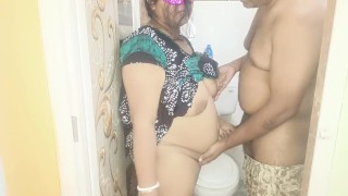 India Cheating Housewife Having Sex With A Neighbor Boy In The Bathroom